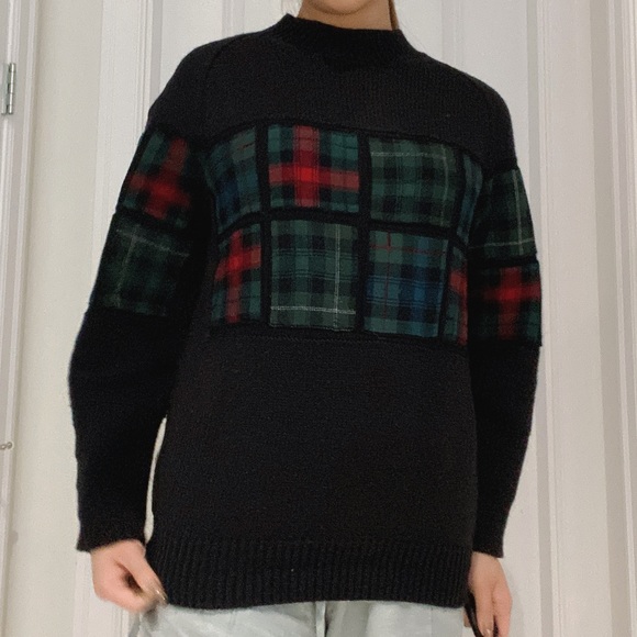 Splicing Checked Sweater - Picture 2 of 8